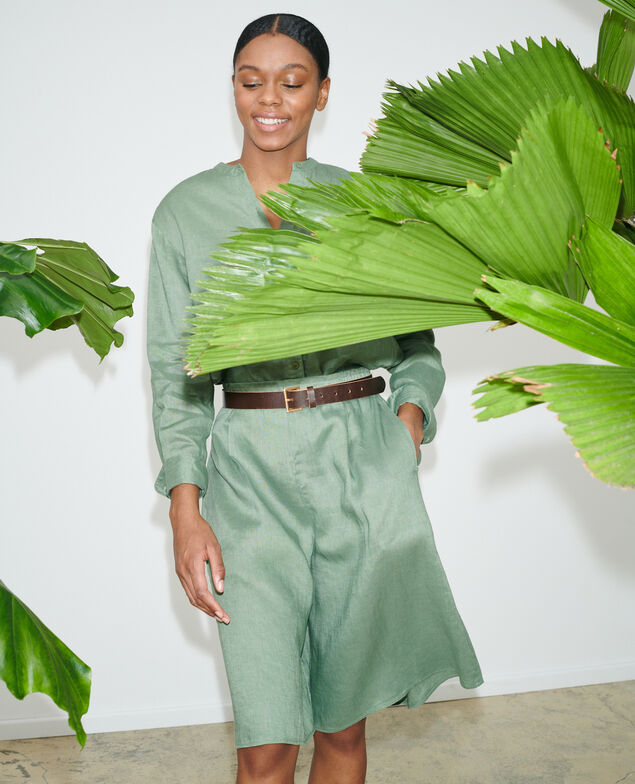 BABETH - Falda-pantalón de lino 52 green