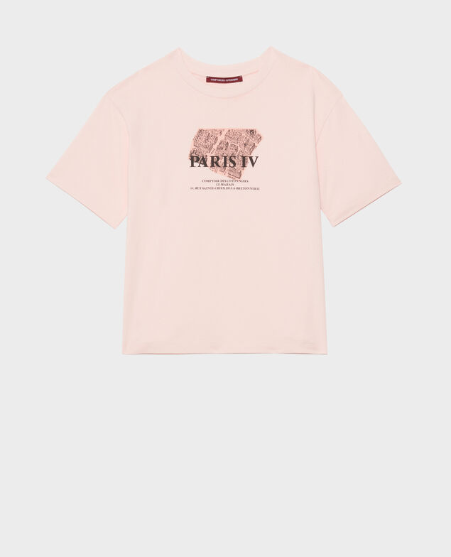 Camiseta de algodón manga corta Seashell pink