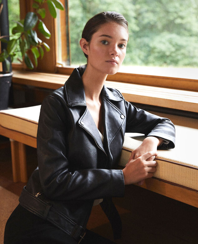 Chaqueta atemporal de cuero  Negro
