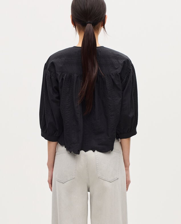 Blusa bordada de algodón H091 black beauty