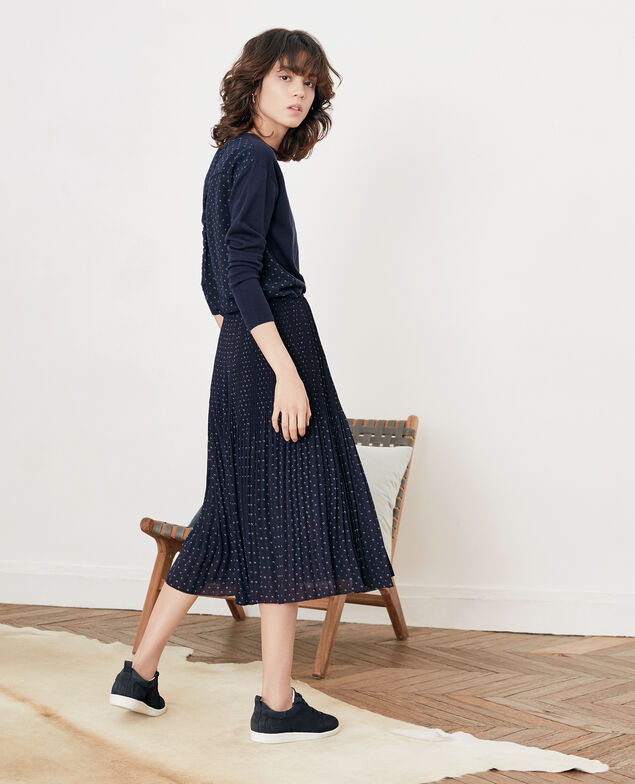 Falda de lunares plisada Ring dots marine