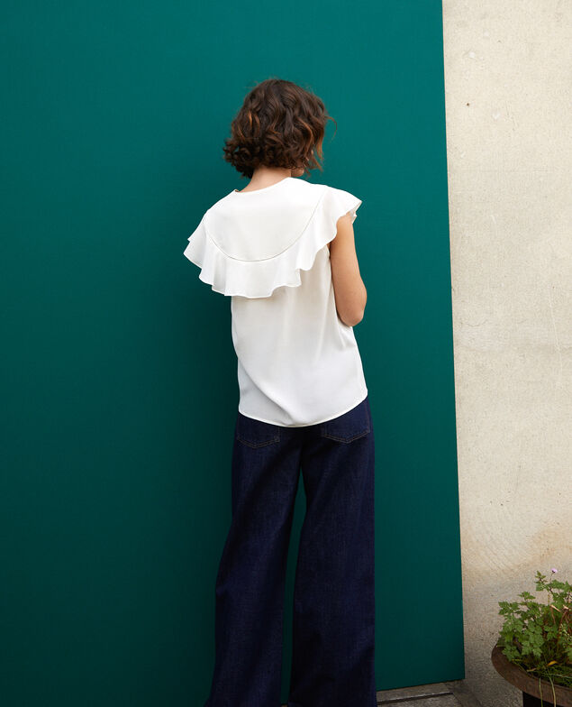 Blusa con volante Blanco