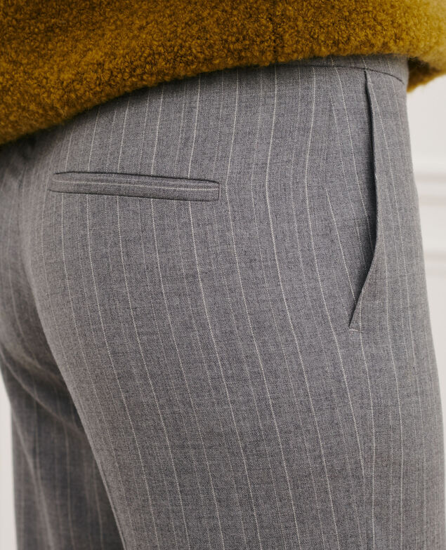 MARGUERITE - Pantalón cigarette 6005 light grey stripe