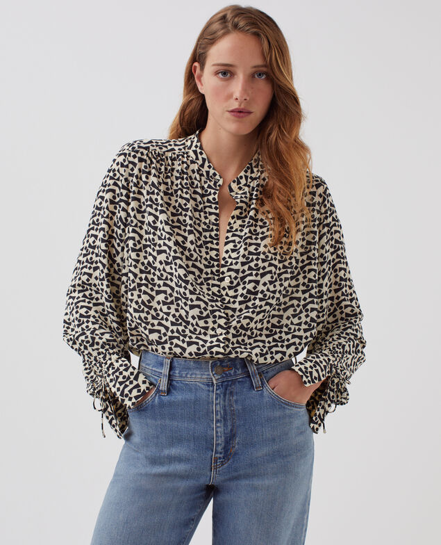Camisa fluida de manga larga J683 geo blue