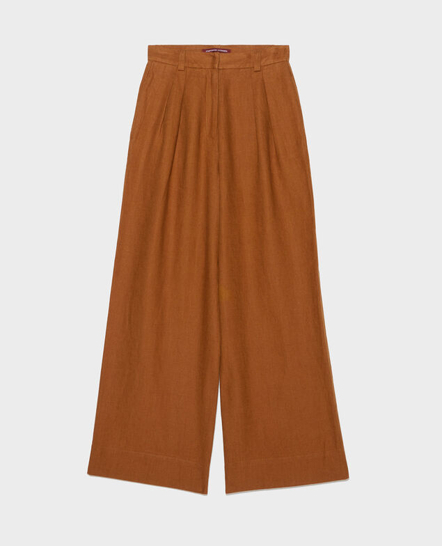 YVONNE - Pantalón de lino con talle alto Monks robe