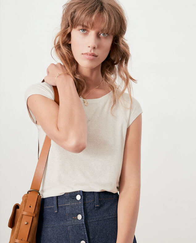 Camiseta irisada con lino Chalk