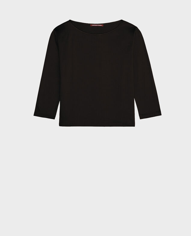 Camiseta de algodón con cuello barco y manga larga Black beauty