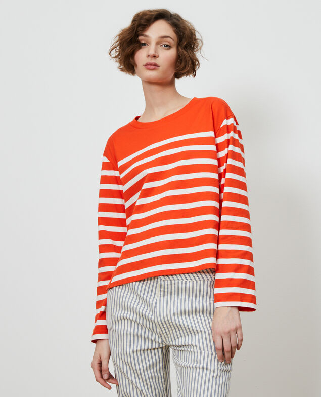 Camiseta rayada de manga larga Stp spicyorange white