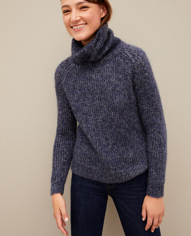 Jersey cuello vuelto con mohair Medieval blue/noir/off white