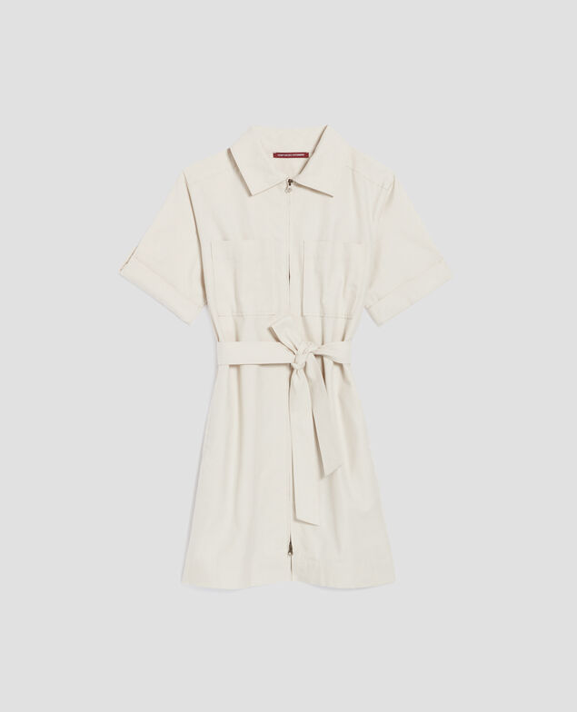 Vestido cargo con cremallera I013 beige