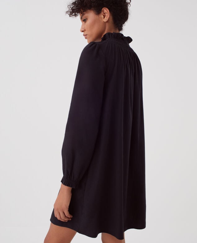 AGLAÉ - Vestido corto de cuello con volantes H091 black beauty