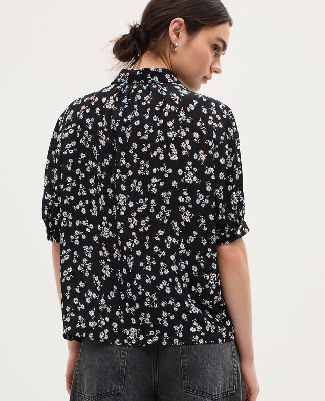 Blusa fluida de manga corta K094 daisy black