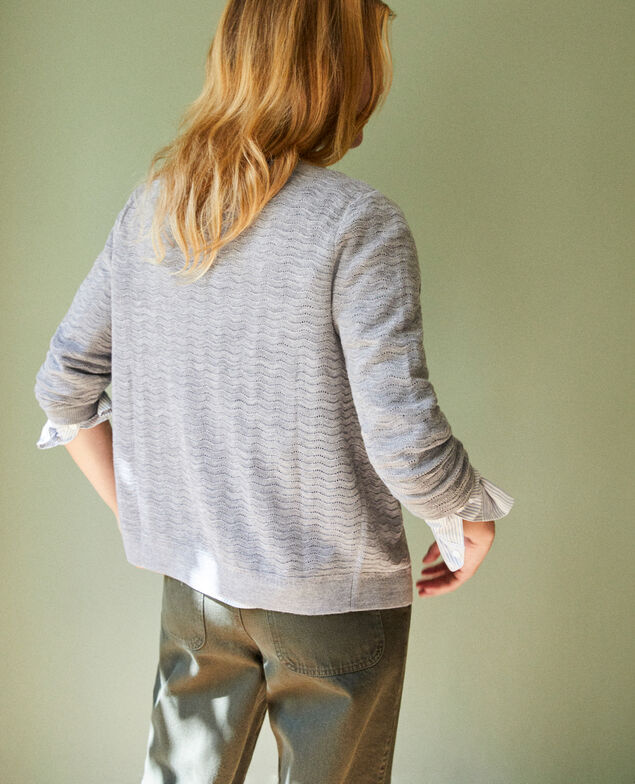 Cárdigan de lana punto fantasía Medium grey