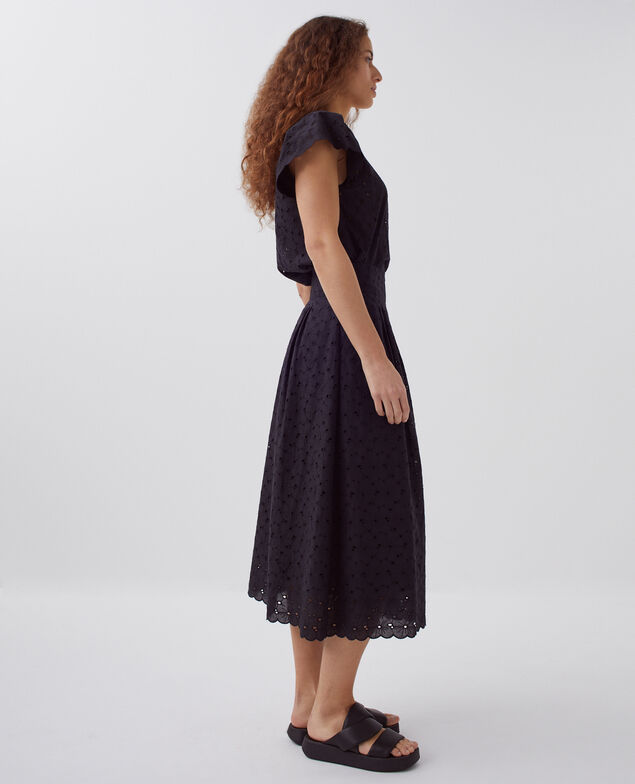 Falda larga con bordado inglés H091 black beauty