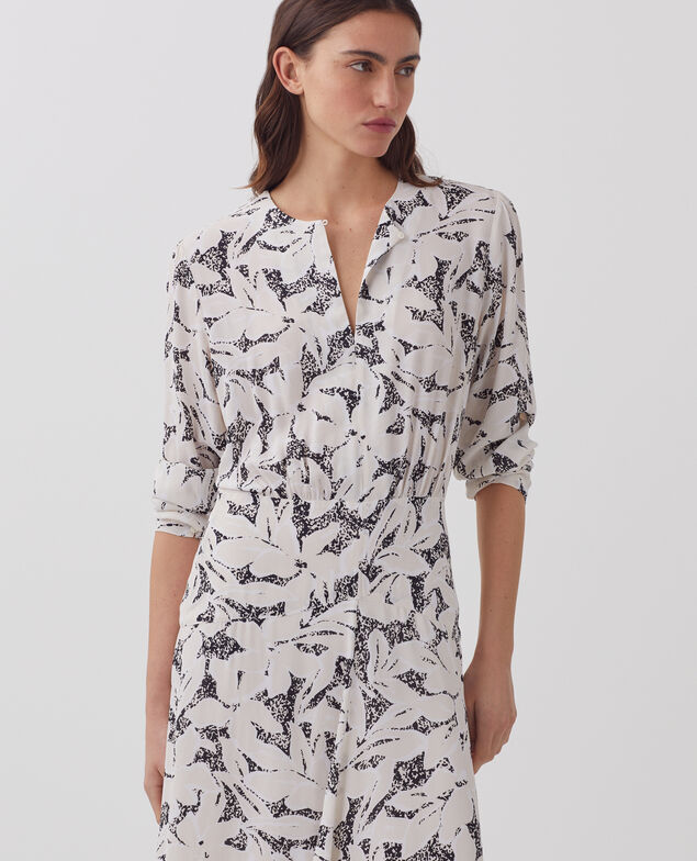 Vestido largo fluido J301 flower camo ecru
