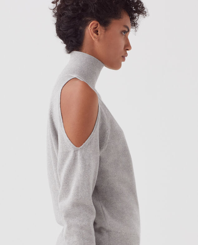 Jersey con hombros descubiertos I025 ashen gray lurex