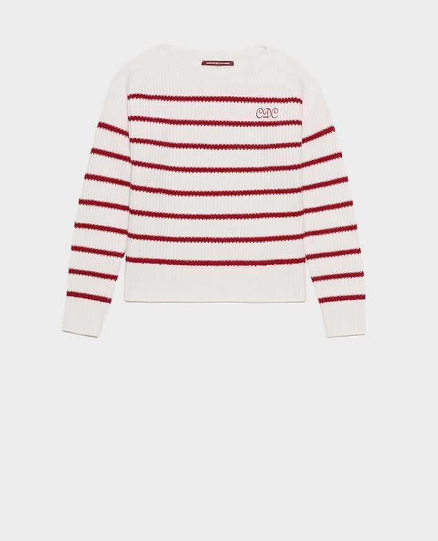 Jersey de rayas con cuello de barco Stripe jetstream royalred