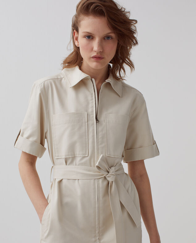 Vestido cargo con cremallera I013 beige
