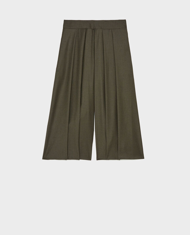 BABETH - Falda pantalón de lana y cachemir con pinzas Kaki