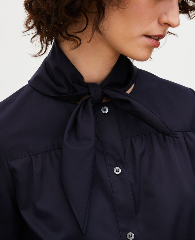 Blusa de algodón con cuello fular desmontable Night sky