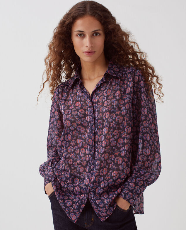 Camisa fluida de manga larga I691 indienne navy