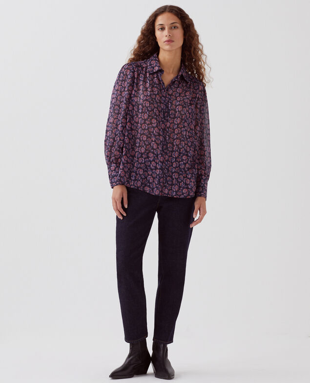 Camisa fluida de manga larga I691 indienne navy