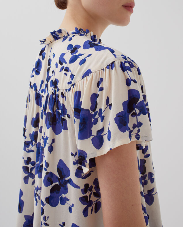 Blusa fluida de manga corta I302 floral white