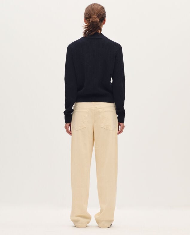 Pantalón barrel de pana U010 off white