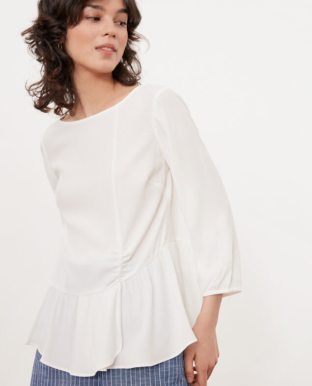 Blusa con volante Blanco