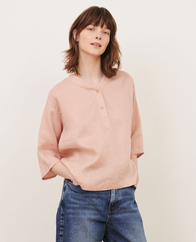 Blusa tunecina de lino 32 beige