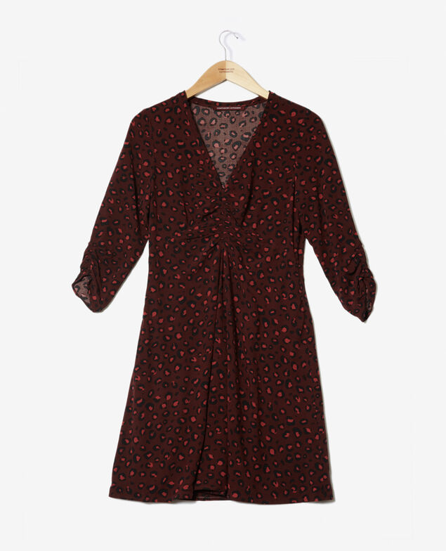 Vestido con escote de pico Marrón
