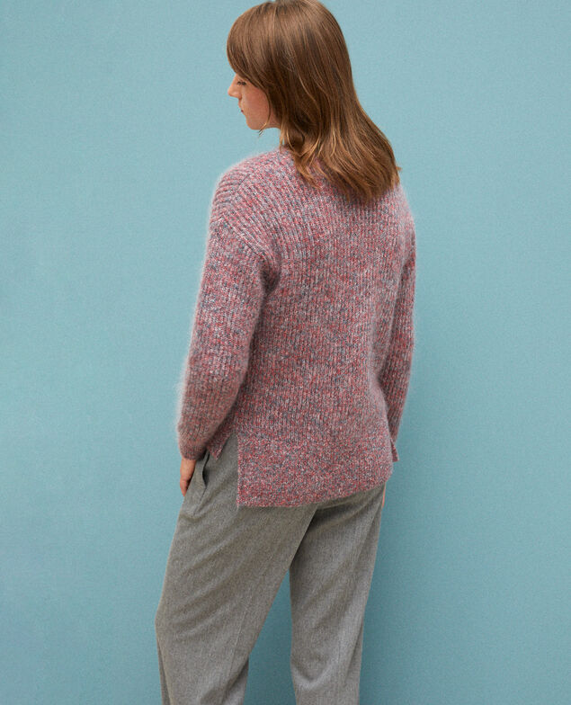 Cárdigan jaspeado de mohair Pompeian red/ultra green/off white
