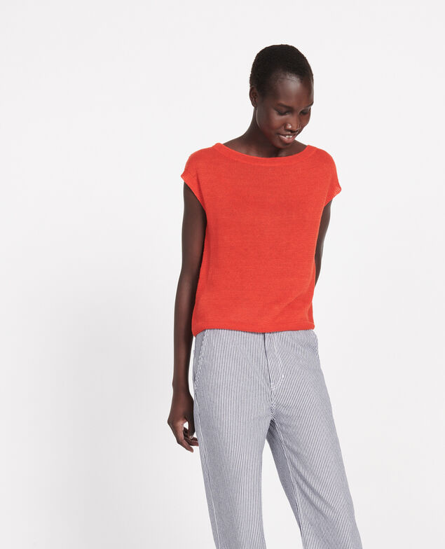 Camiseta de lino Fiery red
