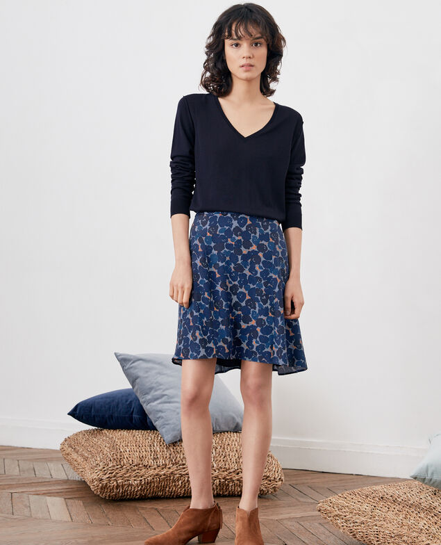 Falda estampada Blossom shadow indigo