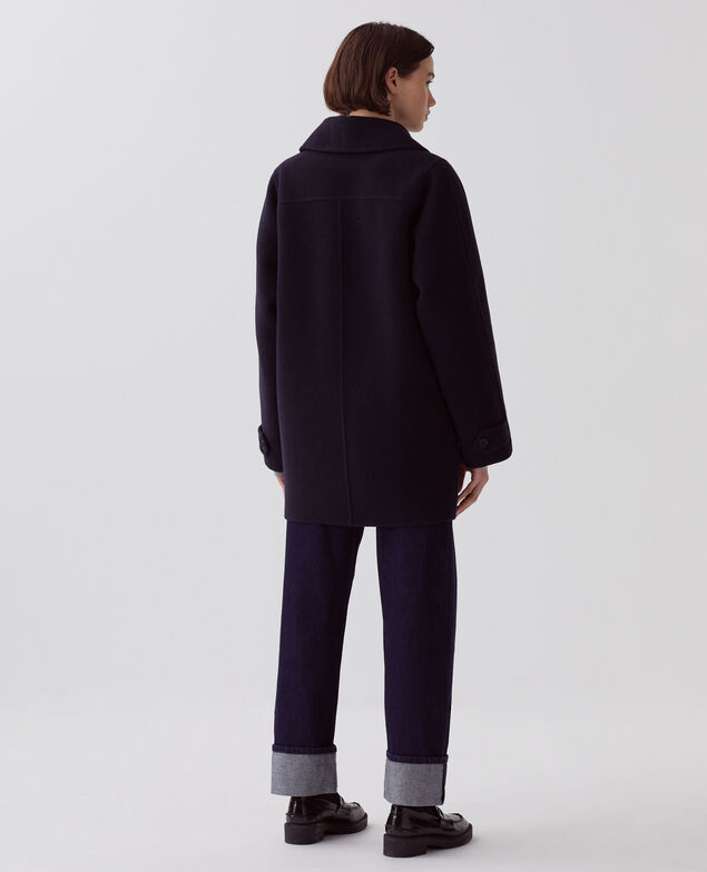 Chaquetón de longitud media de doble cara U690 navy