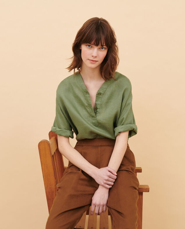 Blusa tunecina de lino 52 green