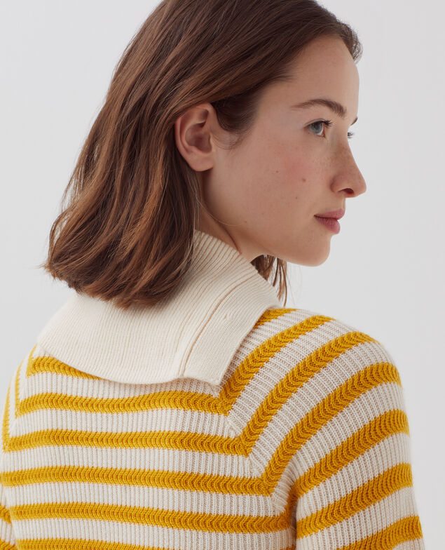 Jersey marinero de cuello con botones de lana merino I471 st ecru yellow