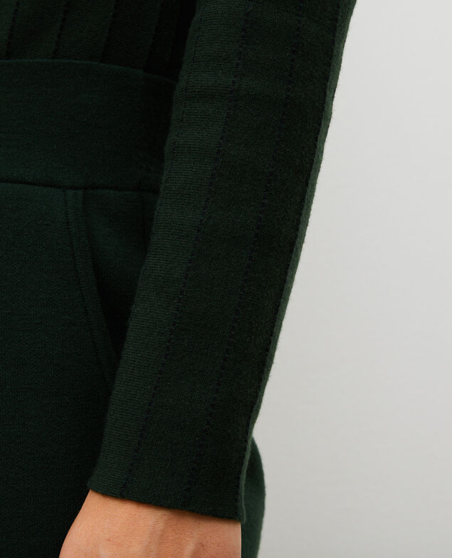 Jersey de lana merino con cuello subido Military black jacquard
