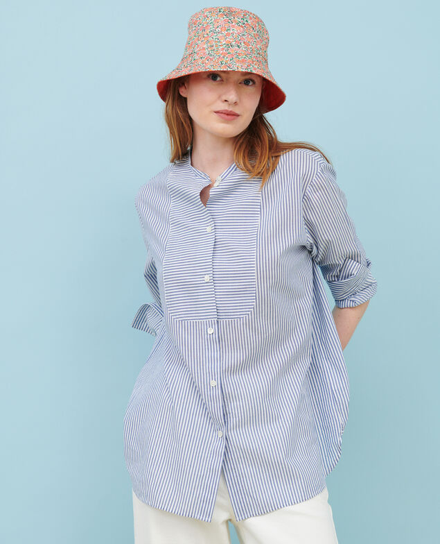 Camisa de algodón con bajo redondeado 82 stripe navy