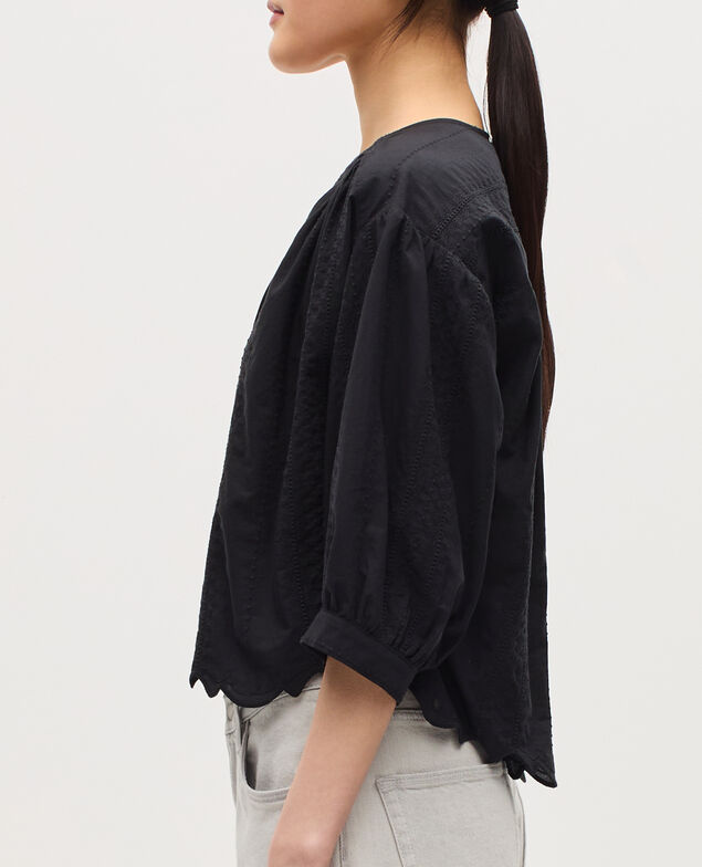 Blusa bordada de algodón H091 black beauty