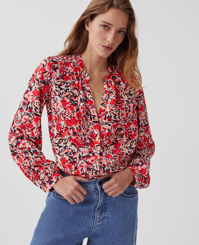 Camisa de manga larga fluida J120 leaf pink