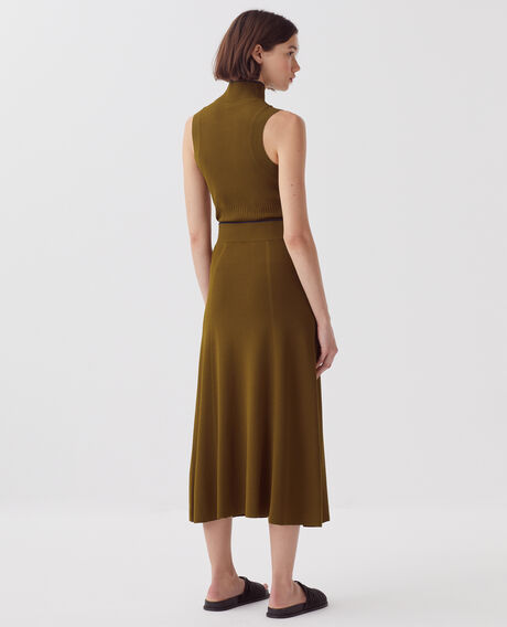 Falda midi de punto J350 breen kaki