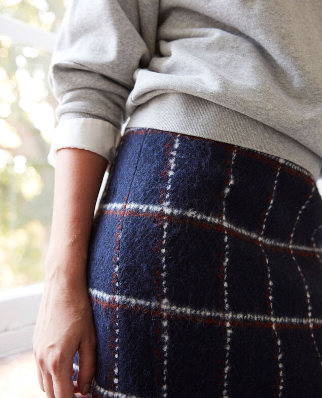 Falda recta Navy checks