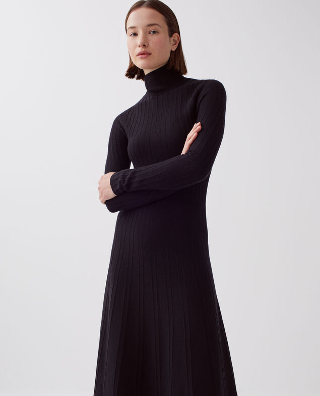 Abrigo largo de lana merino H091 black beauty
