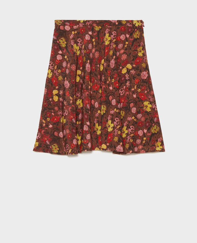  Falda corta acampanada de seda motivo floral Print eden tortoiseshell