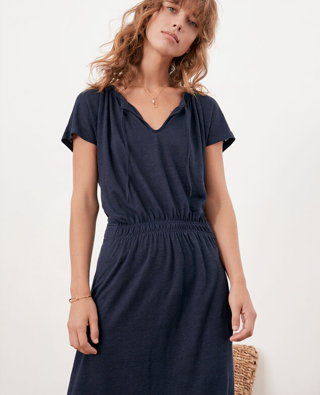 Vestido de lino Navy