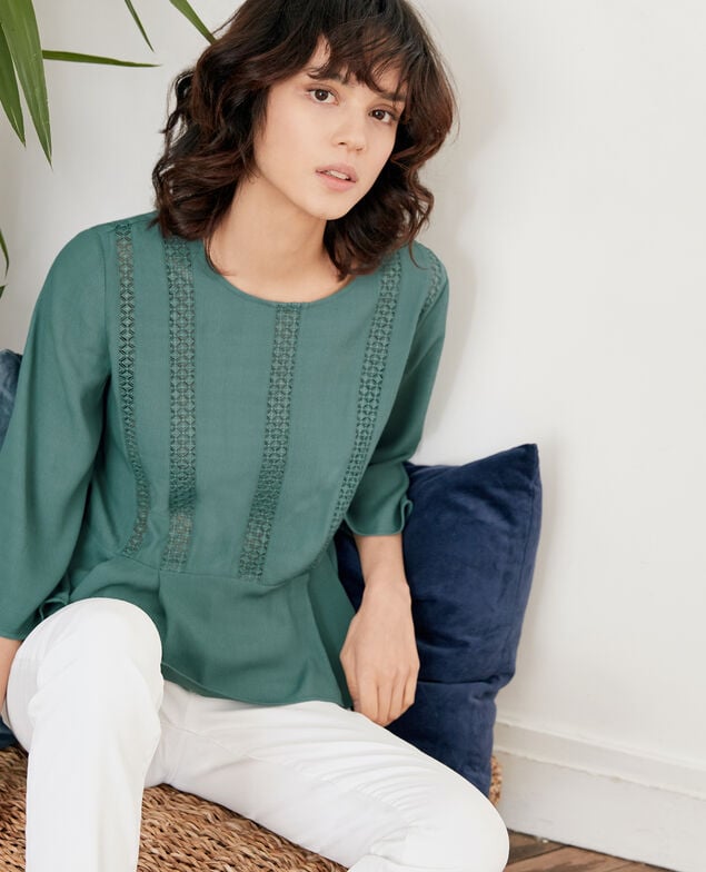 Blusa con péplum y encaje Peppermint