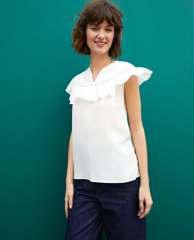 Blusa con volante Blanco