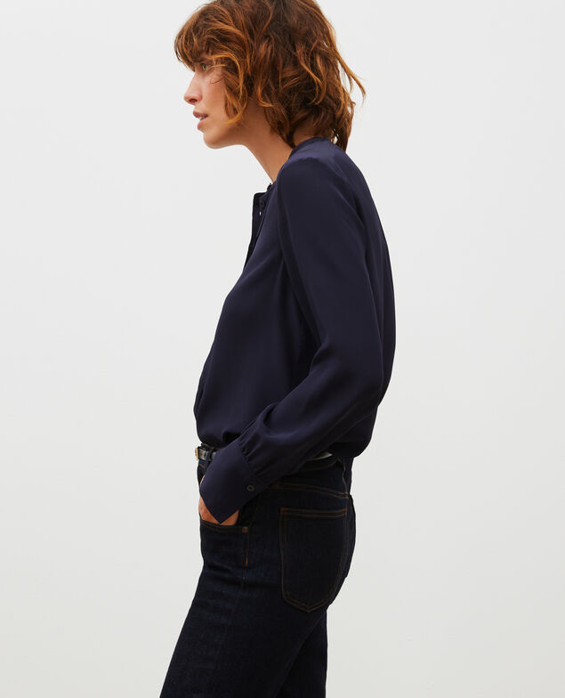 Camisa fluida de seda con manga larga Night sky