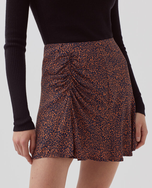 Minifalda fluida con estampado de leopardo I480 leo brown